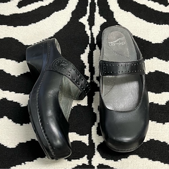 Dansko Solitare Leather Open Back Mary Jane Clogs Size 41 - Picture 4 of 14